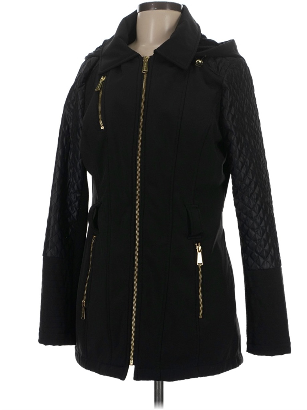 Michael Kors Black Coat with Quilted Sleeves (Hood Not Included)